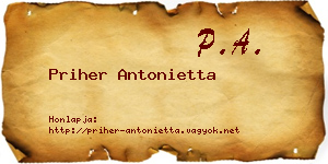 Priher Antonietta névjegykártya